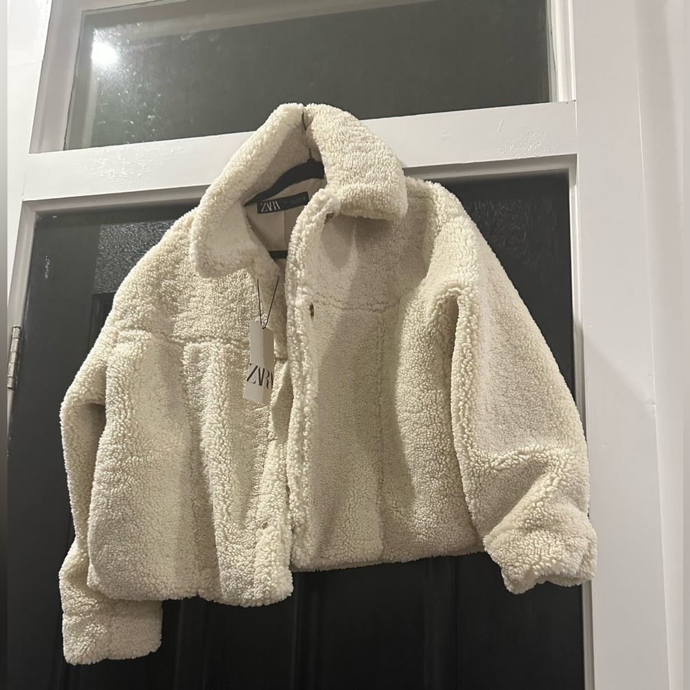 Zara Off-White Fleece Jacket
